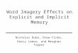 Word Imagery Effects on Explicit and Implicit Memory