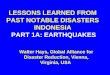LESSONS LEARNED FROM PAST NOTABLE DISASTERS INDONESIA PART 1A: EARTHQUAKES