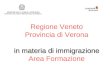 Regione Veneto Provincia di Verona in materia di immigrazione Area Formazione