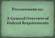 Procurement 101: A General Overview of Federal Requirements