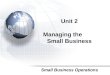 Unit  2 Managing the         Small Business
