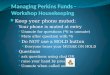 Managing  Perkins Funds - Workshop  Housekeeping