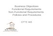 Business Objectives  Functional Requirements Non-Functional Requirements   Policies and Procedures