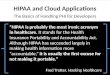 HIPAA and Cloud  Applications