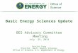 Basic Energy Sciences Update