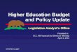 Higher Education Budget and Policy Update