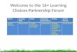 Welcome to the 16+ Learning Choices Partnership Forum