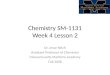 Chemistry SM-1131 Week 4 Lesson  2