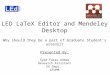 LED LaTeX Editor and Mendeley Desktop Why should they be a part of Graduate Student’s arsenal? Presented By: Syed  Faraz Ahmed Research Assistant EE Dept