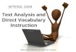 Analyzing Texts for Direct Vocabulary Instruction