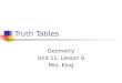 Truth Tables Geometry Unit 11, Lesson 6 Mrs. King