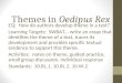 Themes in Oedipus Rex EQ: How do authors develop theme in a text? Learning Targets: SWBAT write an essay that identifies the theme of a text, traces its