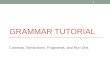 GRAMMAR TUTORIAL Commas, Semicolons, Fragments, and Run-Ons 1