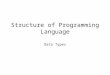 Structure of Programming Language Data Types. 2 A data type defines a collection of data objects and a set of predefined operations on those objects An