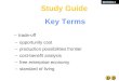 Key Terms –opportunity cost –production possibilities frontier –cost-benefit analysis –free enterprise economy –standard of living –trade-off Study Guide