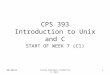 12/7/2015Course material created by D. Woit 1 CPS 393 Introduction to Unix and C START OF WEEK 7 (C1)