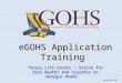 EGOHS Application Training eGOHS Application Training “Every Life Counts – Strive for Zero Deaths and Injuries on Georgia Roads.” Revised April 2008