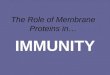 The Role of Membrane Proteins in… IMMUNITY. What is an antigen? An ANTIGEN is anything that stimulates the production of antibodies by the immune system