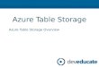 Azure in a Day Azure Tables Module 1: Azure Tables Overview Module 2: REST API – DEMO: Azure Table REST API Module 3: Querying Azure Tables – DEMO: Querying