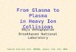From Glasma to Plasma in Heavy Ion Collisions Raju Venugopalan Brookhaven National Laboratory Topical Overview Talk, QM2008, Jaipur, Feb. 4th, 2008