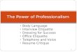 1 The Power of Professionalism Body Language Interview Etiquette Dressing for Success Office Etiquette Telephone and Voice Resume Critique