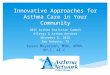 2015 Asthma Coalition Summit Allergy & Asthma Network November 6, 2015 San Antonio, TX Innovative Approaches for Asthma Care in Your Community Karen Meyerson,
