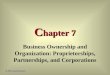 C hapter 7 Business Ownership and Organization: Proprietorships, Partnerships, and Corporations © 2002 South-Western
