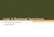 Unit 4 Rational functions 8-6 Solving rational expressions