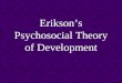 Erikson’s Psychosocial Theory of Development. Adolescence The transitional stage between late childhood and the beginning of adulthood As a general rule,