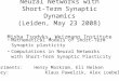 Neural Networks with Short-Term Synaptic Dynamics (Leiden, May 23 2008) Misha Tsodyks, Weizmann Institute Mathematical Models of Short-Term Synaptic plasticity