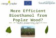 More Efficient Bioethanol from Poplar Wood? More Efficient Bioethanol from Poplar Wood? Tues. 22 nd May 2012, EnergyAway Day, Chilworth Manor Adrienne