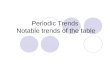 Periodic Trends Notable trends of the table. What are periodic trends on the periodic table? The predictable pattern by which properties of elements change