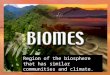 Region of the biosphere that has similar communities and climate