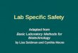 Lab Specific Safety Adapted from Basic Laboratory Methods for Biotechnology by Lisa Seidman and Cynthia Moore