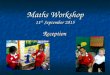 Maths Workshop 11 th September 2015 Reception. What are the expectations? During the reception year we follow the statutory framework for the Early Years