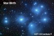 Star Birth AST 112 Lecture 9. Star Birth The Milky Way has 200-400 billion stars. 2-3 stars born per year in our galaxy!