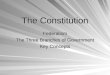 The Constitution Federalism The Three Branches of Government Key Concepts