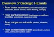 Overview of Geologic Hazards From water movement (coastal flooding from hurricanes, beach erosion, inland flooding, drought) From earth movement (earthquakes,