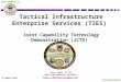 Tactical Infrastructure Enterprise Services (TIES) Joint Capability Technology Demonstration (JCTD) Joint Staff J6 C5I Data and Services Division james.m.hoffman4.mil@mail.mil