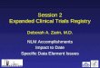 1 Session 2 Expanded Clinical Trials Registry Deborah A. Zarin, M.D. NLM Accomplishments Impact to Date Specific Data Element Issues