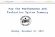Pay for Performance and Evaluation System Summary Monday, November 16, 2015