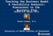 Teaching the Business Model & Feasibility Analysis: Precursors to the Business Plan Dianne H.B. Welsh, Ph.D. Steve Cramer, M.S. University of North Carolina