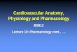 Cardiovascular Anatomy, Physiology and Pharmacology BS913 Lecture 10: Pharmacology cont., …