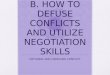 IV. NEGOTIATION B. HOW TO DEFUSE CONFLICTS AND UTILIZE NEGOTIATION SKILLS DEFUSING AND HANDLING CONFLICT