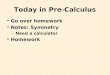 Today in Pre-Calculus Go over homework Notes: Symmetry –Need a calculator Homework