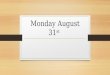 Monday August 31 st. Agenda Bell Ringer Supplies Check Portfolio Log Handout Vocabulary List #1 Handout