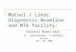 MuCool / Linac Diagnostic Beamline and MTA facility: External Beams Dept. C. Johnstone, + others Review Nov. 30, 2005