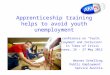 Apprenticeship training helps to avoid youth unemployment Expert conference on “Youth: Employment and Inclusion in Times of Crisis” Horsens, 26 - 27 May