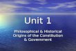 Unit 1 Philosophical & Historical Origins of the Constitution & Government