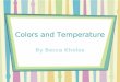Colors and Temperature By Becca Kholos. Big Question Does a black or a darker color absorb more heat than white or a lighter color? question